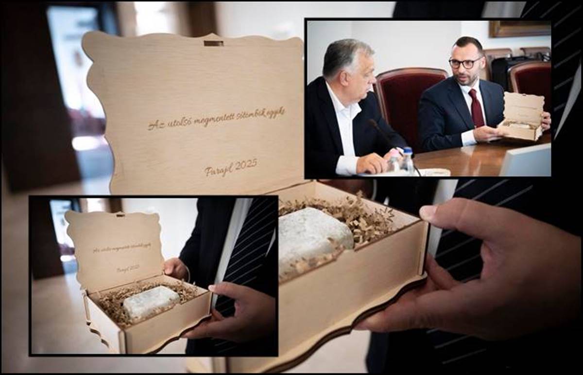 Orbán Viktor díszdobozban megkapta az utolsó parajdi sótéglát